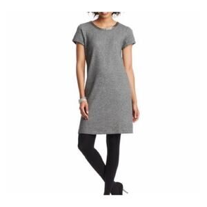 LOFT Short Sleeve Gray Dress with Beaded Collar